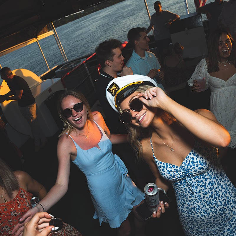 a group of people standing in front of a crowd